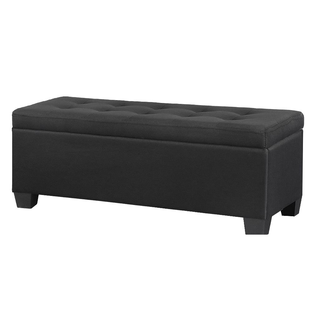 Ottomans & Footstools: Artiss Storage Ottoman Blanket Box 97cm Linen Black