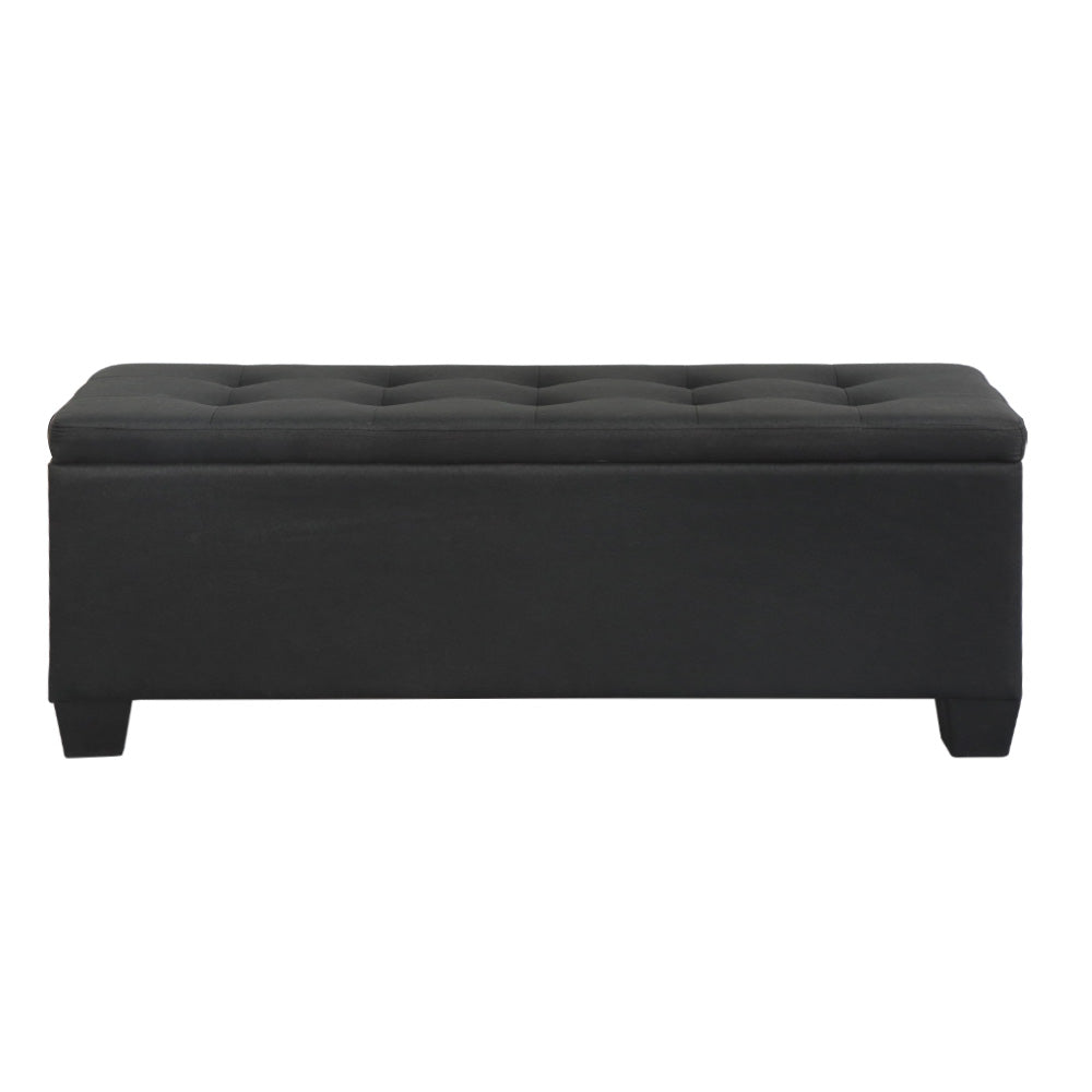 Ottomans & Footstools: Artiss Storage Ottoman Blanket Box 97cm Linen Black