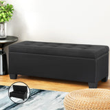 Artiss Storage Ottoman Blanket Box 97cm Linen Black