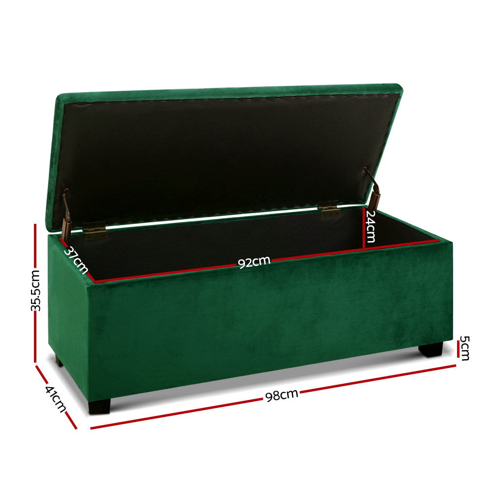 Ottomans & Footstools: Artiss Storage Ottoman Blanket Box 97cm Velvet Green