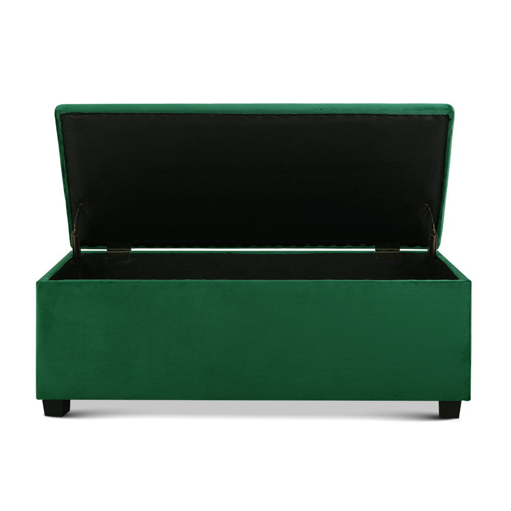 Ottomans & Footstools: Artiss Storage Ottoman Blanket Box 97cm Velvet Green