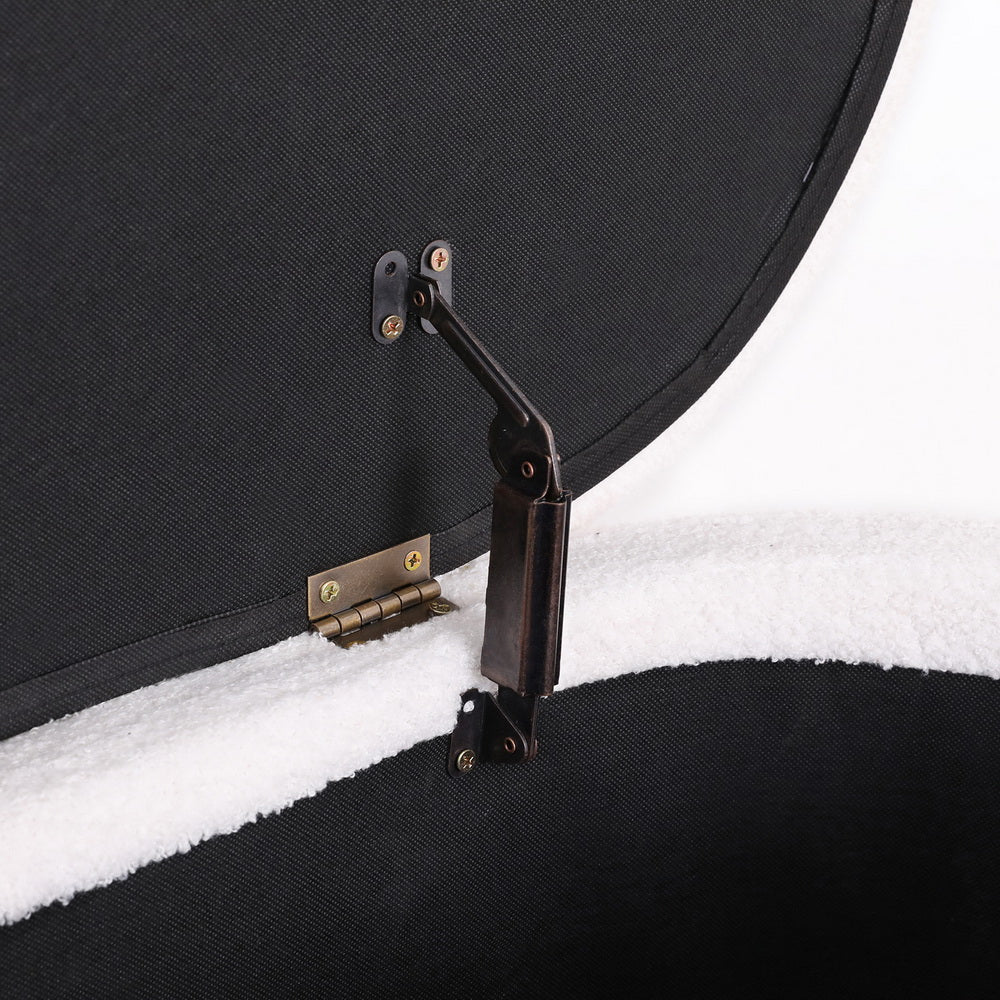 Ottomans & Footstools: Artiss Storage Ottoman Blanket Box 87cm Boucle Fabric Oval