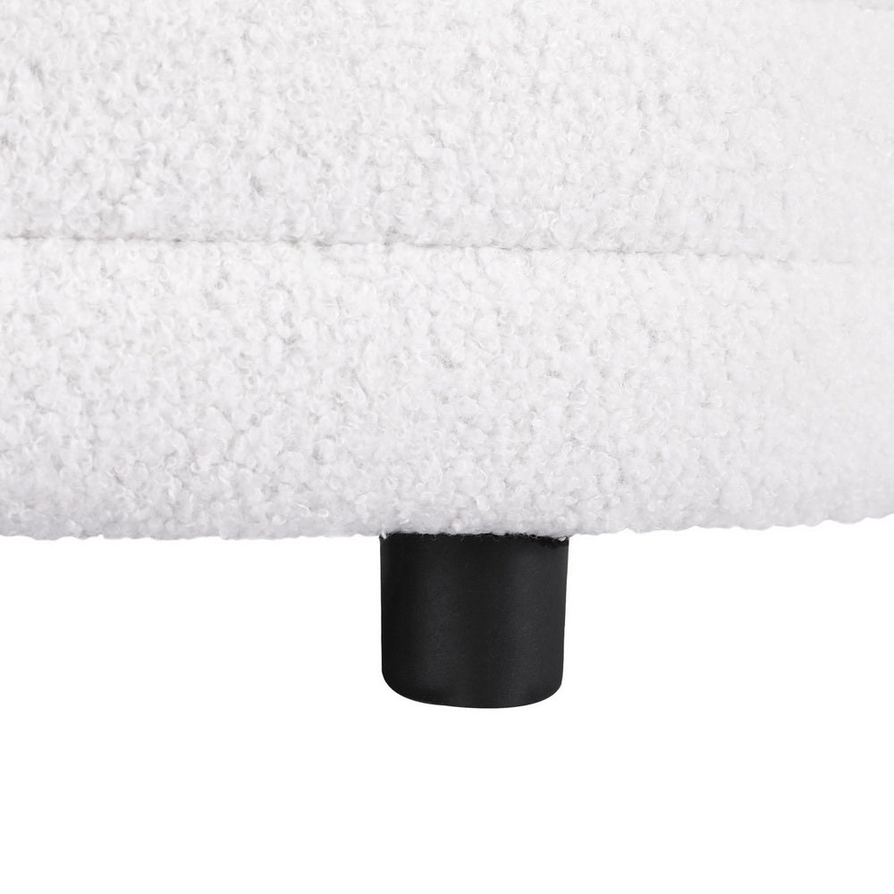 Ottomans & Footstools: Artiss Storage Ottoman Blanket Box 87cm Boucle Fabric Oval
