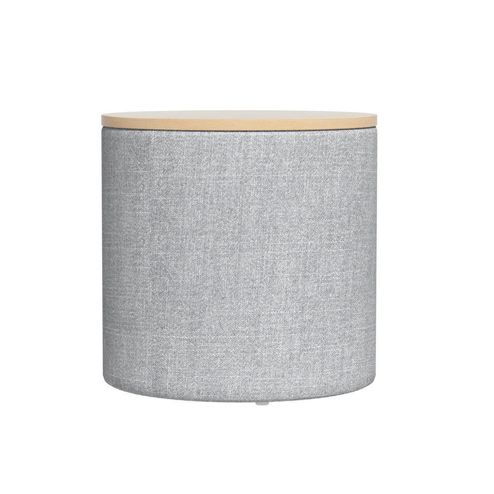 Ottomans & Footstools: Artiss Storage Ottoman Blanket Box 40cm Linen Round Grey