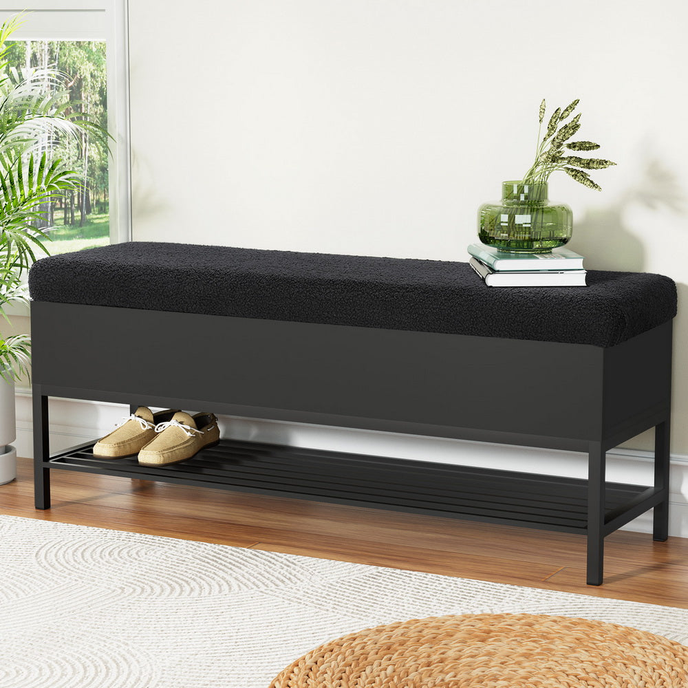 Ottomans & Footstools: Artiss Storage Ottoman Blanket Box 110cm Boucle Shelf