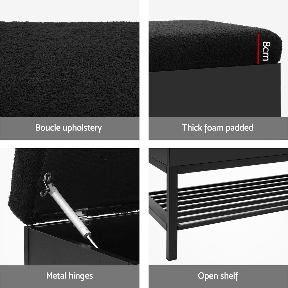 Ottomans & Footstools: Artiss Storage Ottoman Blanket Box 110cm Boucle Shelf