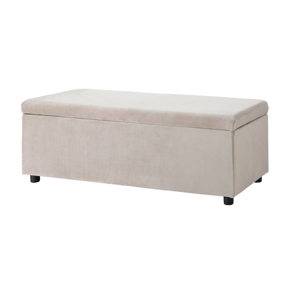 Caravan Accessories: Artiss Storage Ottoman Blanket Box Table 97cm Velvet Taupe