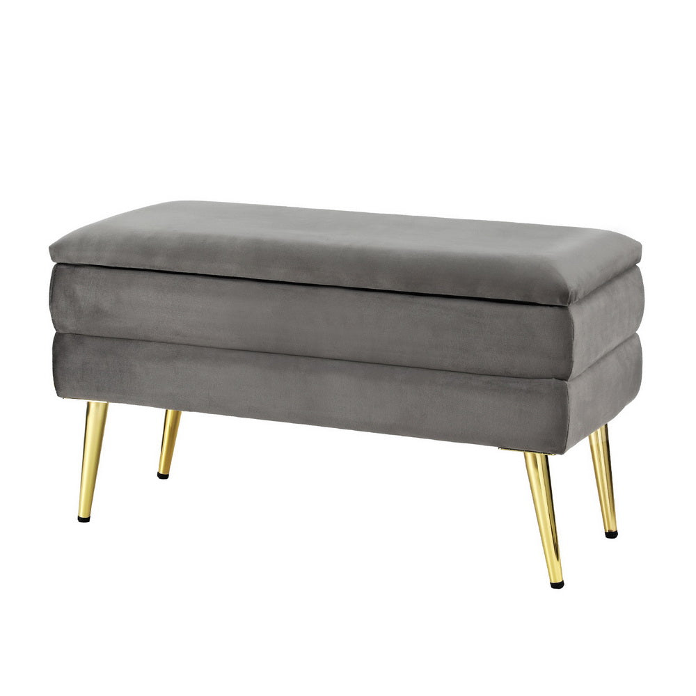 Ottomans & Footstools: Artiss Ottoman Storage Foot Stool Velvet Grey