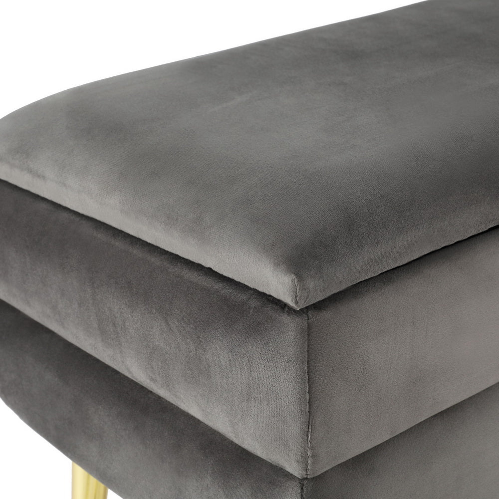 Ottomans & Footstools: Artiss Ottoman Storage Foot Stool Velvet Grey