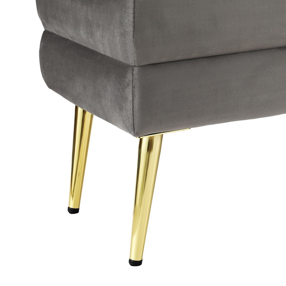 Ottomans & Footstools: Artiss Ottoman Storage Foot Stool Velvet Grey
