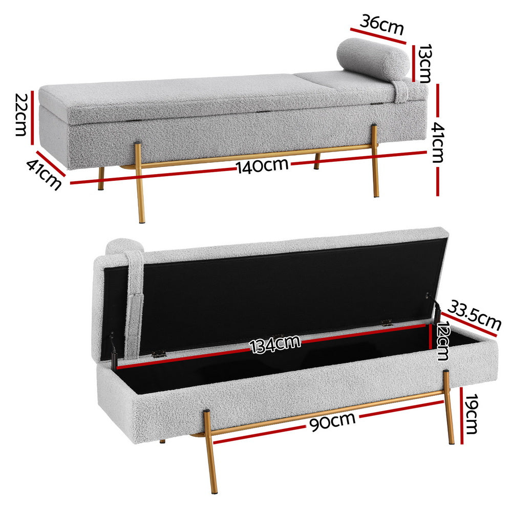 Ottomans & Footstools: Artiss Storage Ottoman Bed 140cm Pillow Foot Stool