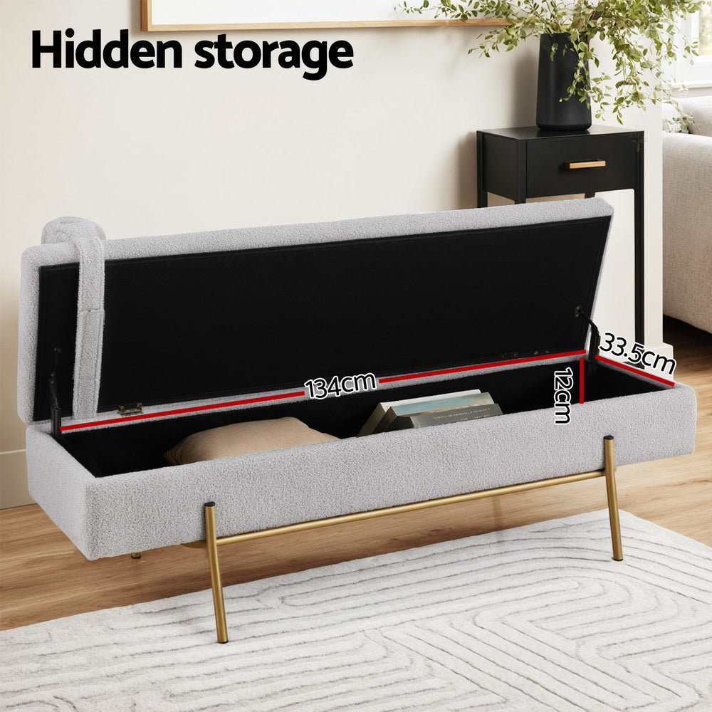 Ottomans & Footstools: Artiss Storage Ottoman Bed 140cm Pillow Foot Stool