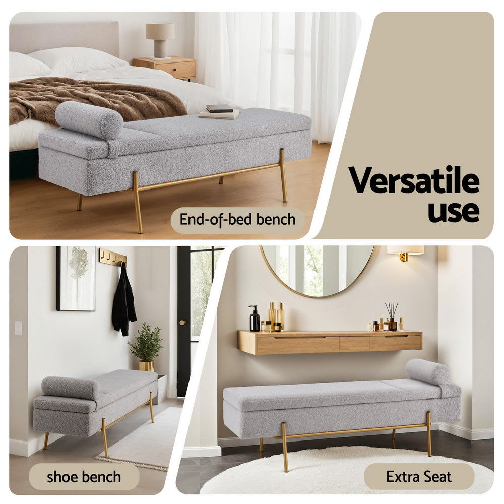 Ottomans & Footstools: Artiss Storage Ottoman Bed 140cm Pillow Foot Stool