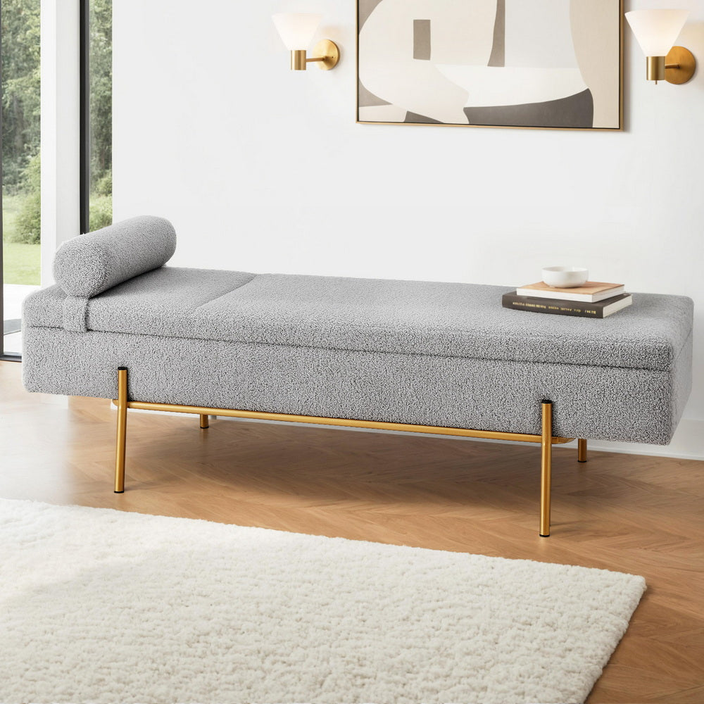 Ottomans & Footstools: Artiss Storage Ottoman Bed 140cm Pillow Foot Stool