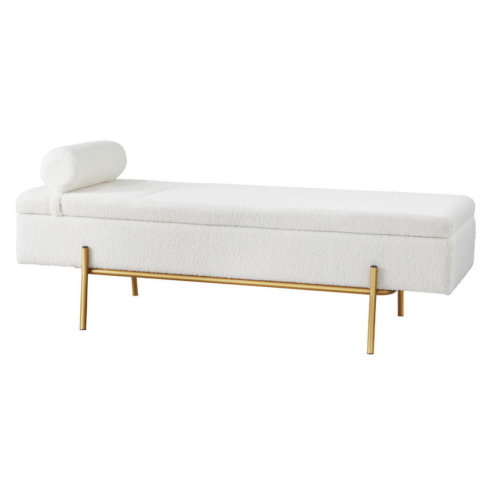 Ottomans & Footstools: Artiss Storage Ottoman Bed 140cm Pillow Boucle Fabric