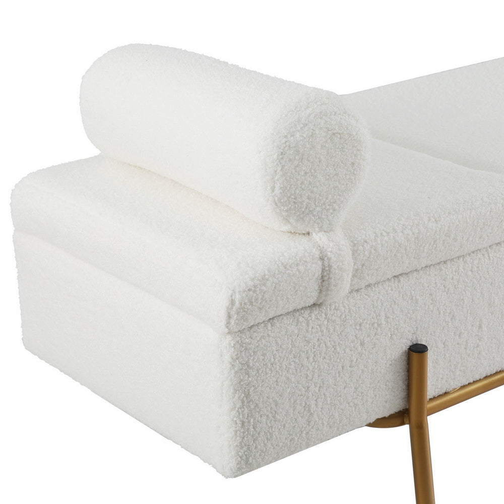 Ottomans & Footstools: Artiss Storage Ottoman Bed 140cm Pillow Boucle Fabric