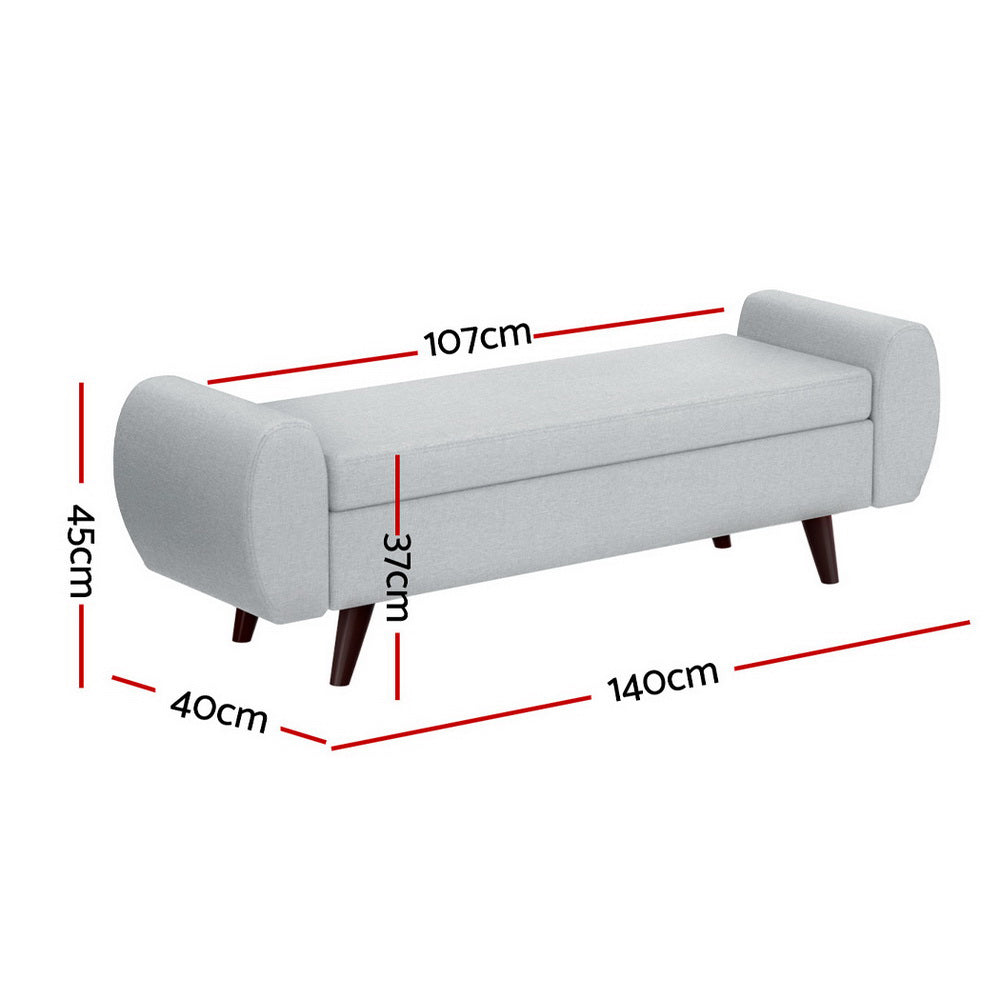 Arm Chairs & Recliners: Artiss Storage Ottoman Blanket Box Armrest 140cm Grey