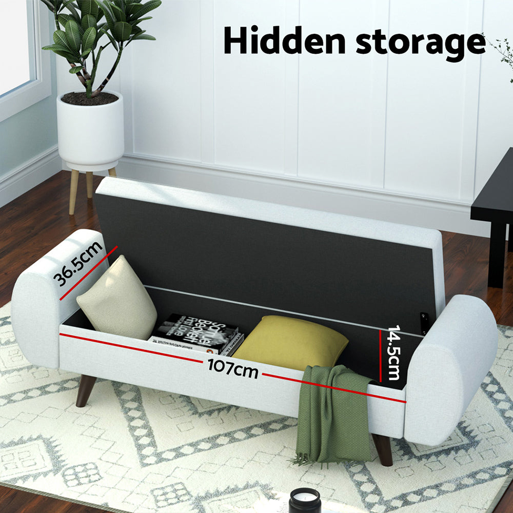 Arm Chairs & Recliners: Artiss Storage Ottoman Blanket Box Armrest 140cm Grey