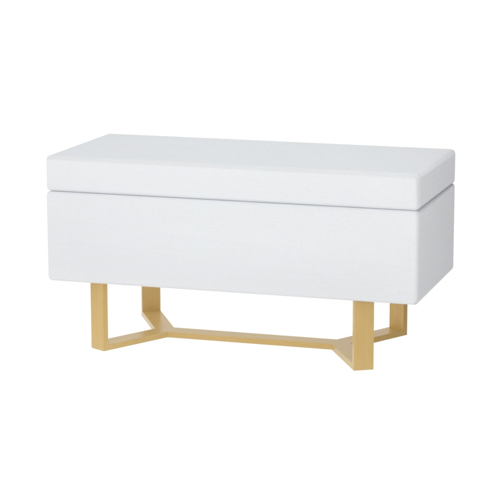 Ottomans & Footstools: Artiss Storage Ottoman Blanket Box Criss-cross Linen White