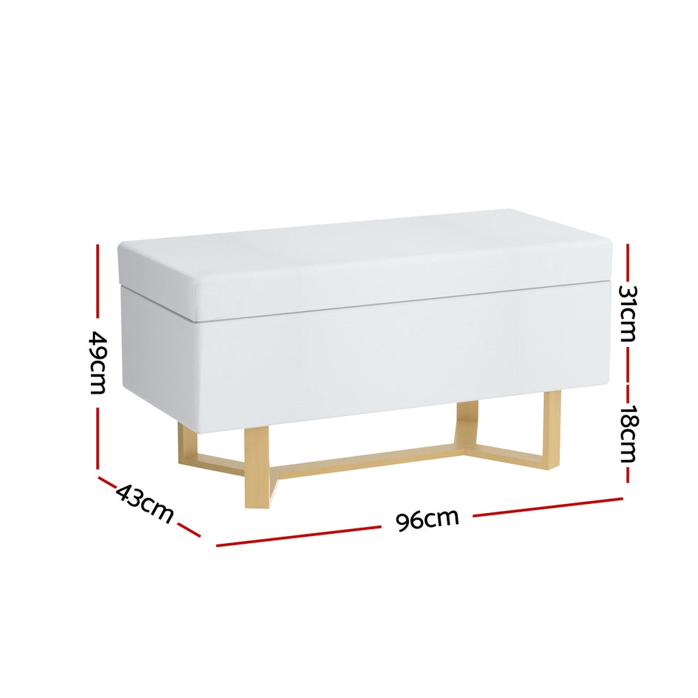 Ottomans & Footstools: Artiss Storage Ottoman Blanket Box Criss-cross Linen White
