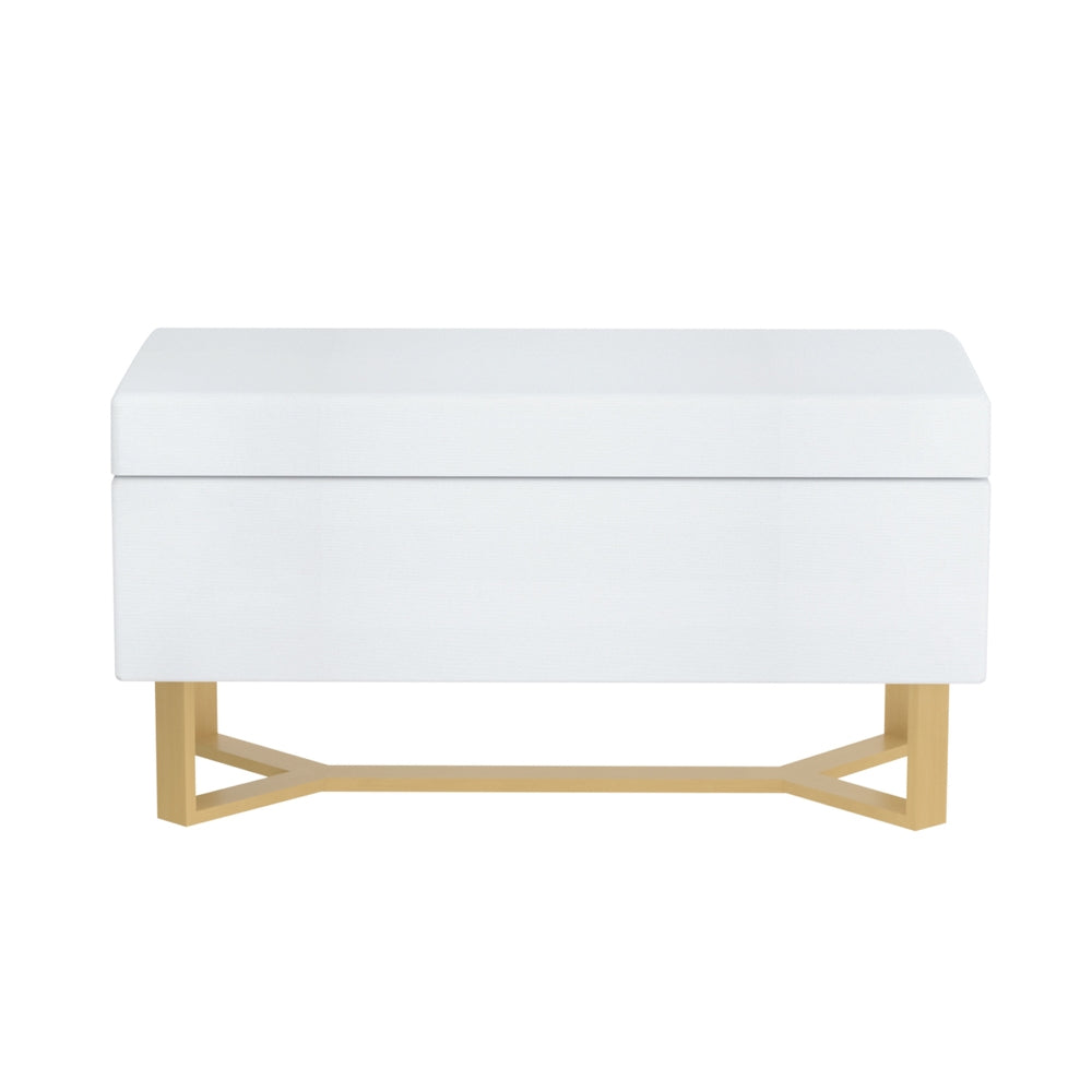 Ottomans & Footstools: Artiss Storage Ottoman Blanket Box Criss-cross Linen White