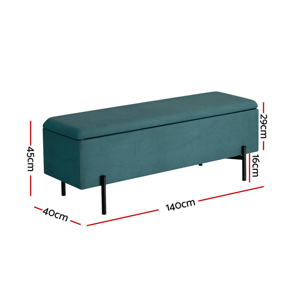Ottomans & Footstools: Artiss Storage Ottoman Blanket Box 140cm Velvet Green