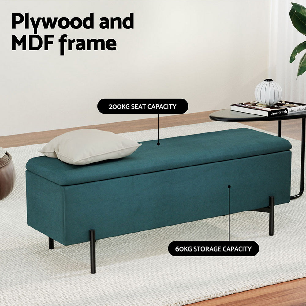 Ottomans & Footstools: Artiss Storage Ottoman Blanket Box 140cm Velvet Green
