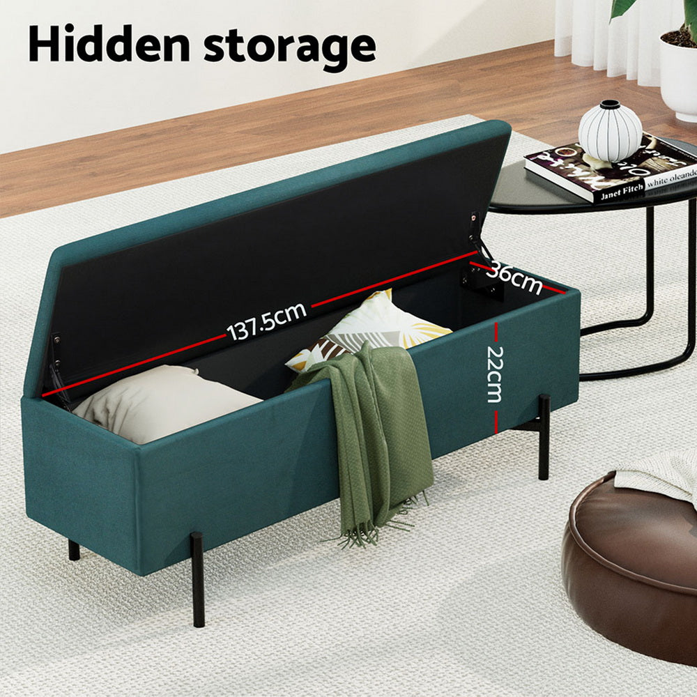 Ottomans & Footstools: Artiss Storage Ottoman Blanket Box 140cm Velvet Green
