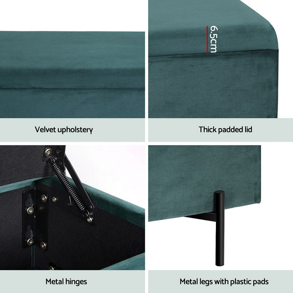 Ottomans & Footstools: Artiss Storage Ottoman Blanket Box 140cm Velvet Green