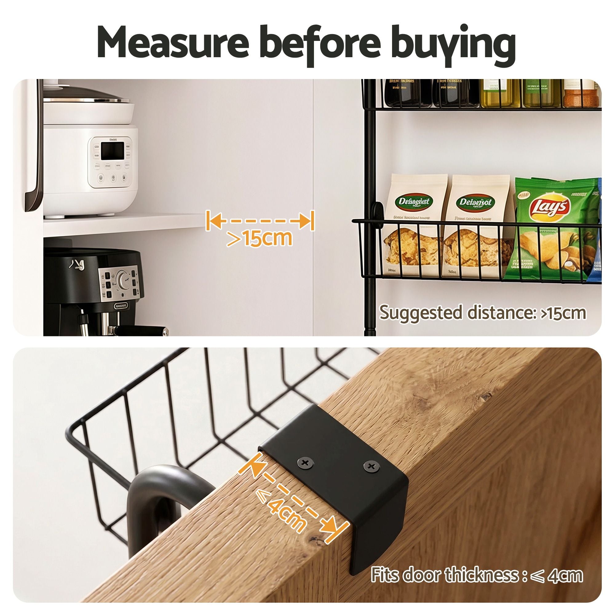 Artiss Over Door Storage Hanger Pantry 6-Tier Metal Hook Hanging Organiser Black