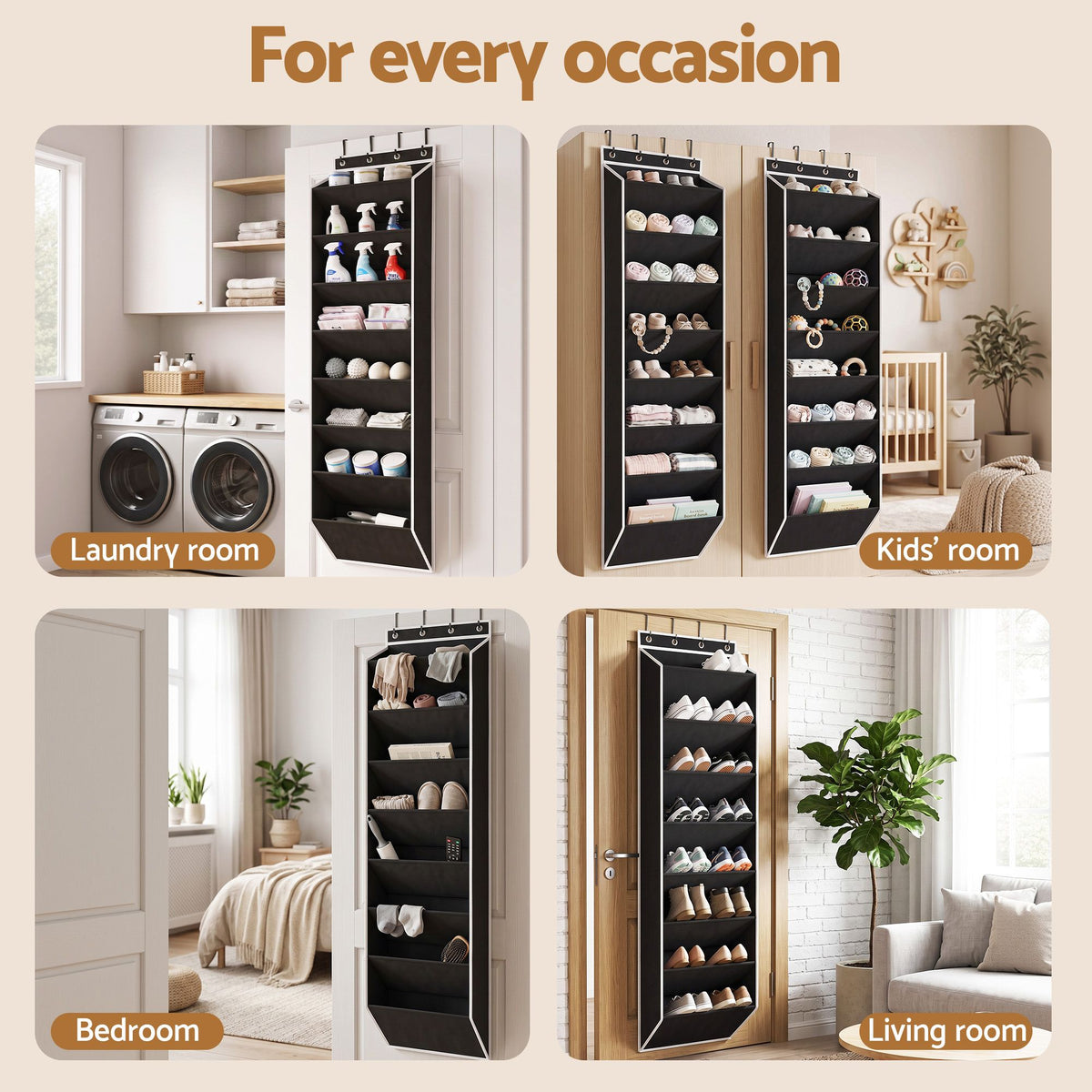 Artiss Over Door Shoe Organiser Storage 8-Tier Pantry Hanger, Black