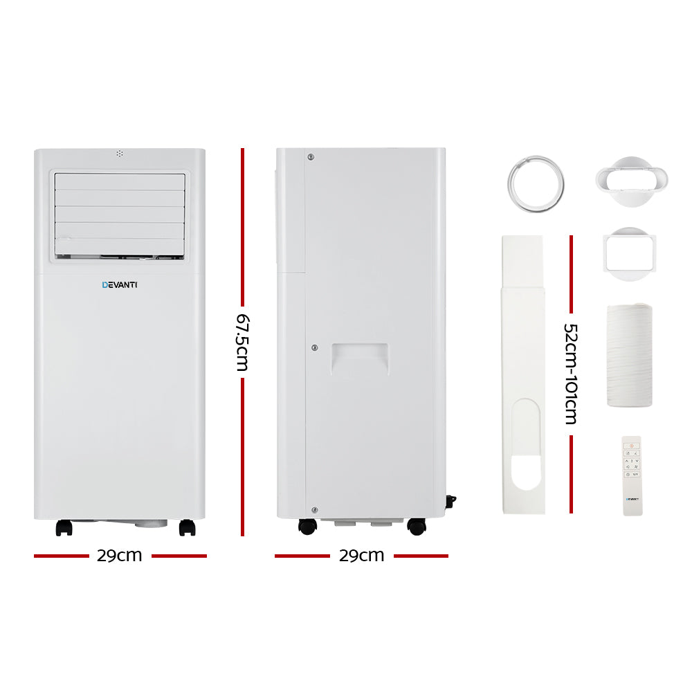 Evaporative Coolers: Devanti Portable Air Conditioner 7000BTU Cooling Mobile Fan Cooler Dehumidifier