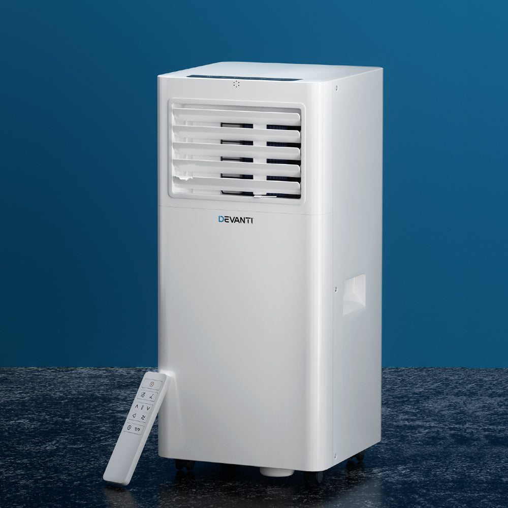 Evaporative Coolers: Devanti Portable Air Conditioner 7000BTU Cooling Mobile Fan Cooler Dehumidifier