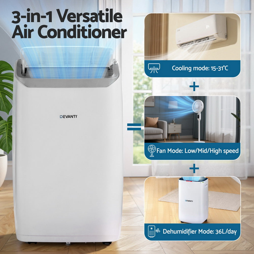 Portable Air Conditioners: Devanti Portable Air Conditioner Dehumidifier Fan 14000BTU