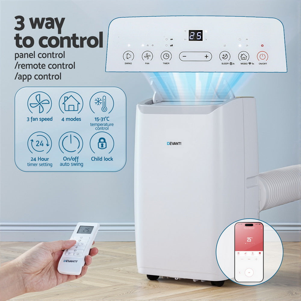 Portable Air Conditioners: Devanti Portable Air Conditioner Dehumidifier Fan 14000BTU