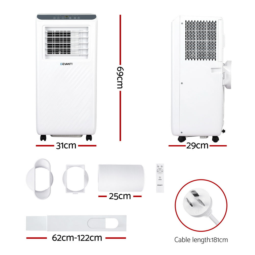 Portable Air Conditioners: 3-in-1 Devanti Portable Air Conditioner Dehumidifier Fan 7000BTU