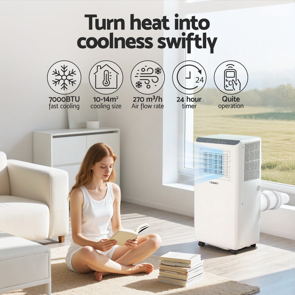 Portable Air Conditioners: 3-in-1 Devanti Portable Air Conditioner Dehumidifier Fan 7000BTU