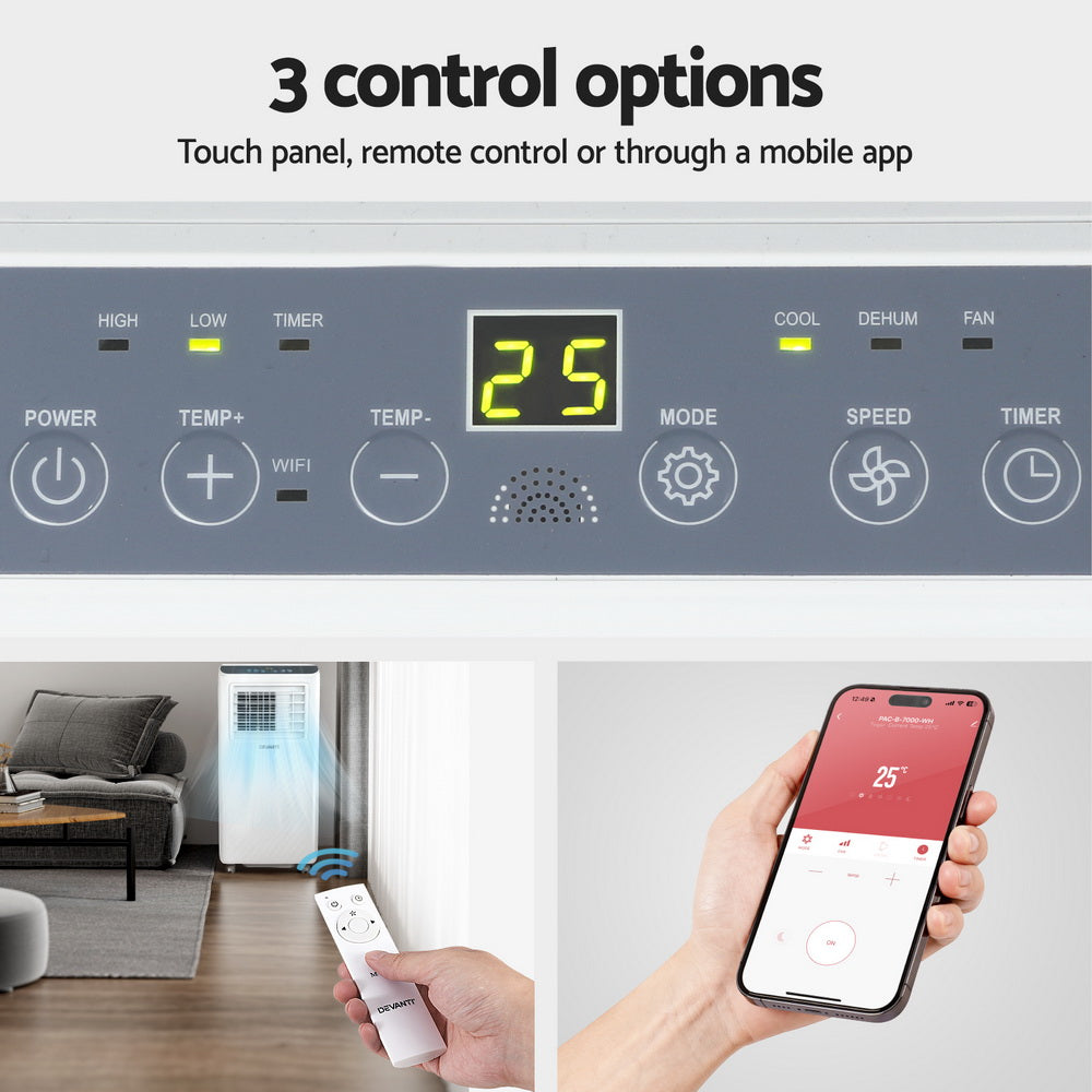 Portable Air Conditioners: 3-in-1 Devanti Portable Air Conditioner Dehumidifier Fan 7000BTU