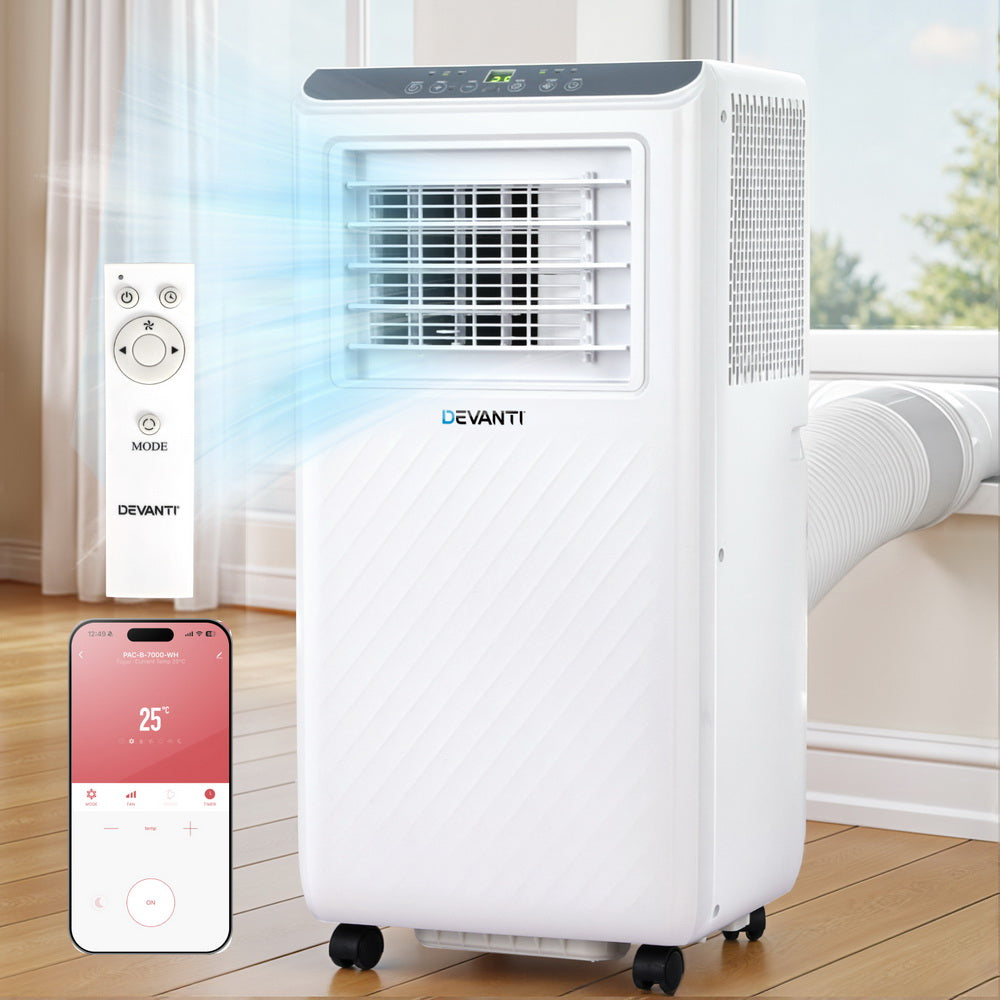 Portable Air Conditioners: 3-in-1 Devanti Portable Air Conditioner Dehumidifier Fan 7000BTU