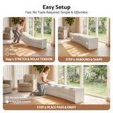 Artiss Folding Paper Bench With 4 PU Leather Seat Pads Expandable Accordion Stool For 4 Seats