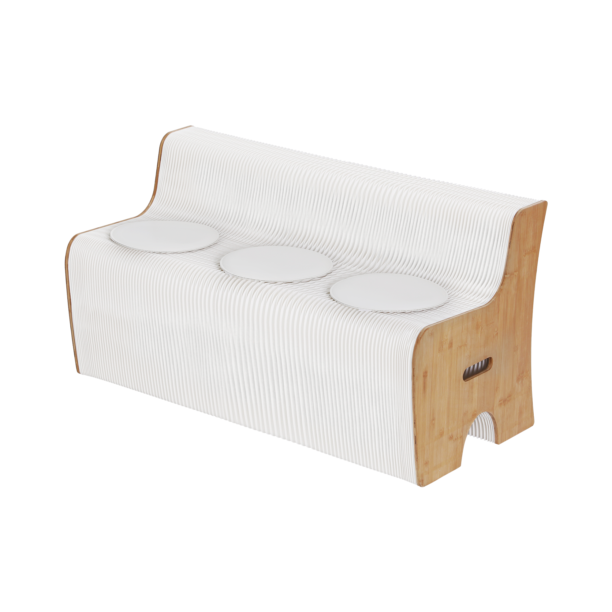 Artiss Folding Kraft Paper Sofa 3 Seater Accordion Bench with PU Leather Cushion Collapsible Couch 300kg Capacity 150x59x63cm