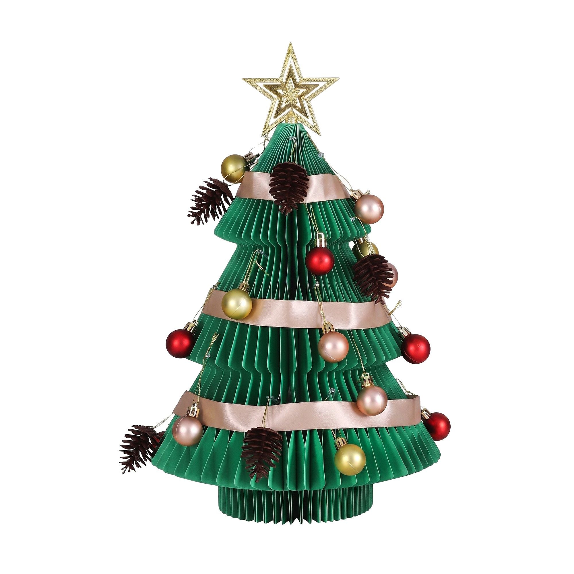 Jingle Jollys Paper Christmas Tree 47CM w/ Star Topper Xmas Decor Tabletop Green DIY Ornament Set