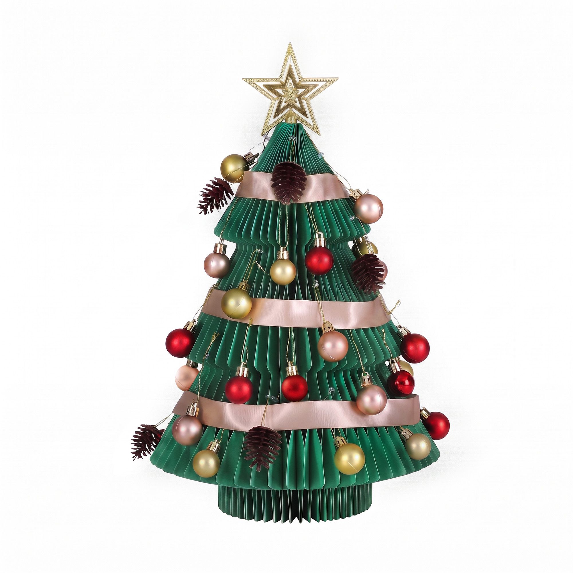 Jingle Jollys Paper Christmas Tree 61 CM w/ Star Topper Xmas Decor Tabletop Green DIY Ornament Set