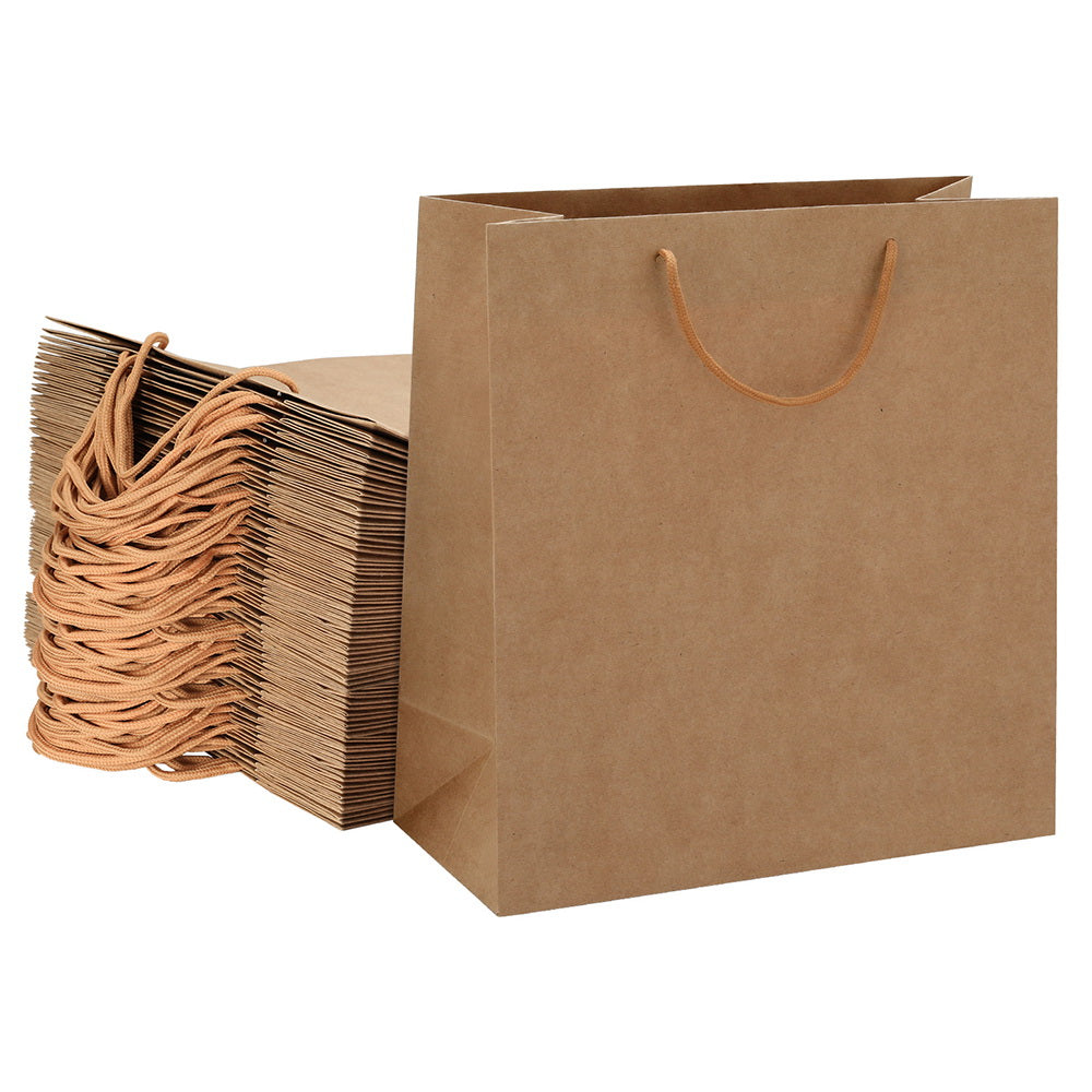 Gift Bags: 50pcs Bulk Kraft Paper Bags Pack Brown Shopping Retail Gift Bags Reusable Brown
