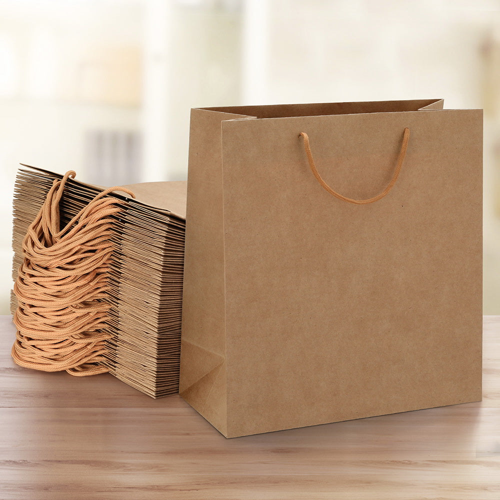 Gift Bags: 50pcs Bulk Kraft Paper Bags Pack Brown Shopping Retail Gift Bags Reusable Brown