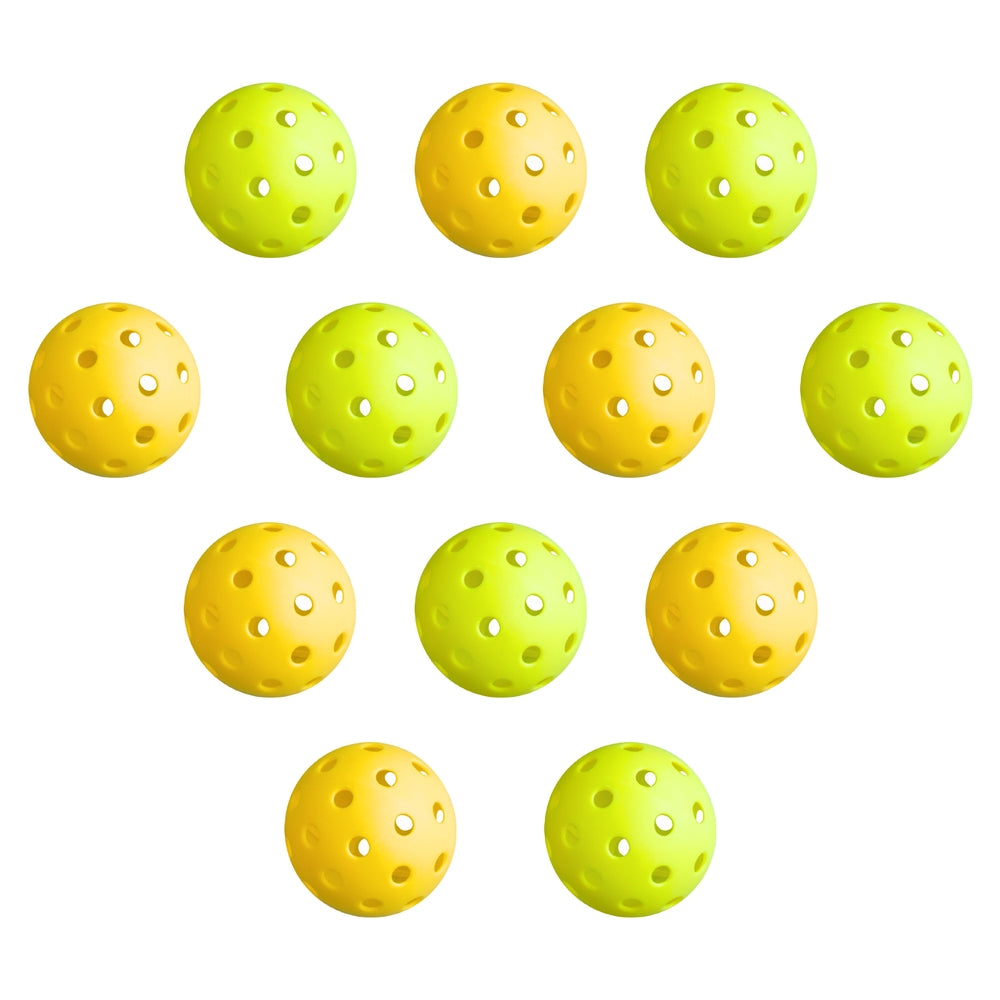 Pickleball: Everfit 12PC Pickleballs Set 40-Hole Design Indoor Outdoor Durable PE Balls Green/Yellow