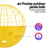 Pickleball: Everfit 12PC Pickleballs Set 40-Hole Design Indoor Outdoor Durable PE Balls Green/Yellow