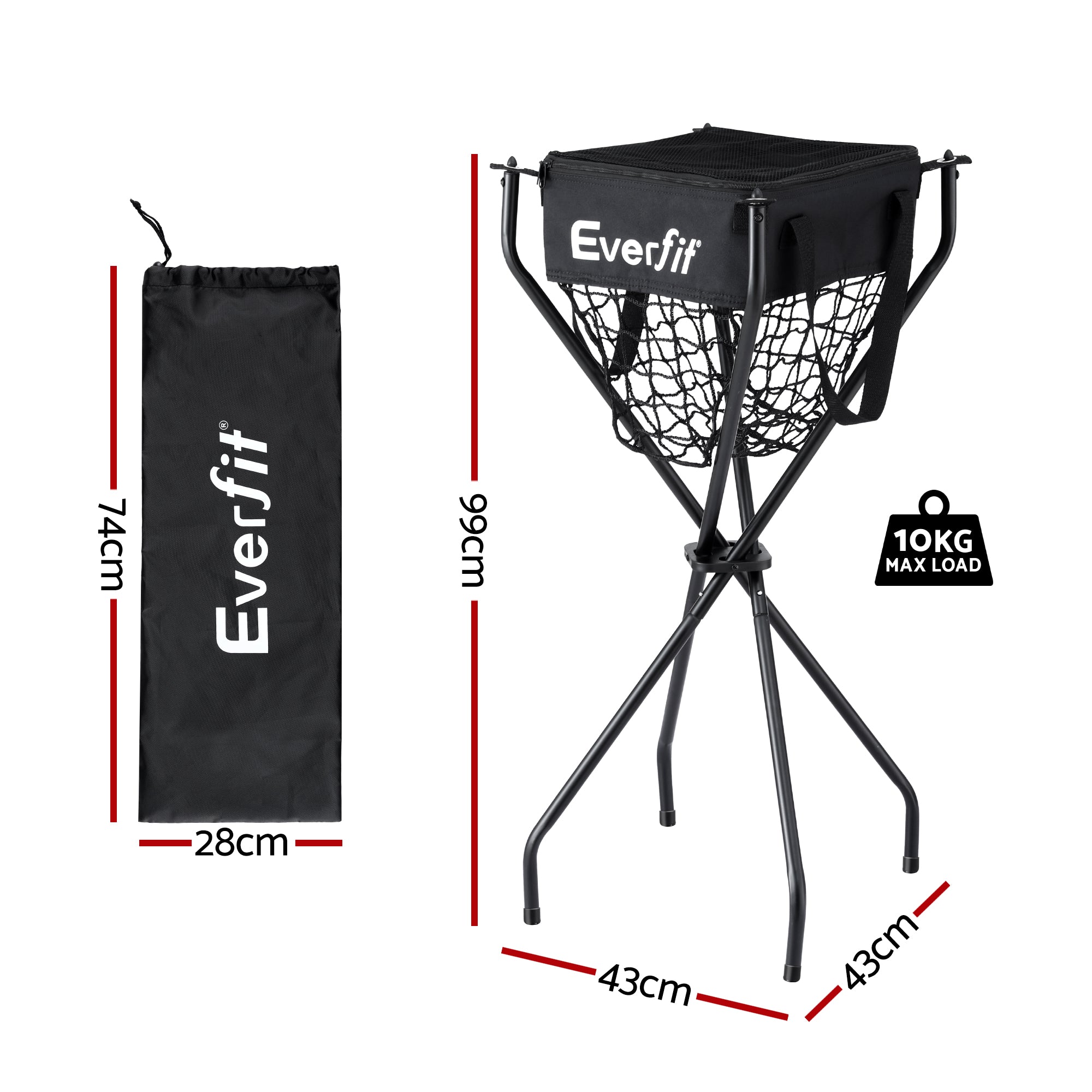 Pickleball: Everfit Portable Ball Cart Foldable Pickleball Tennis Baseball Softball