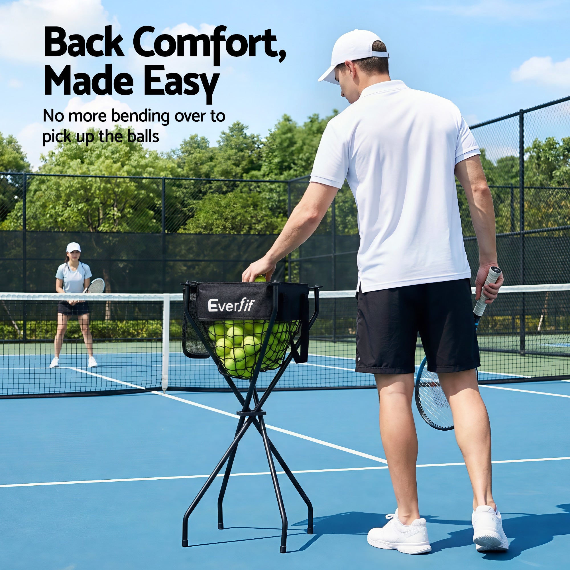 Pickleball: Everfit Portable Ball Cart Foldable Pickleball Tennis Baseball Softball