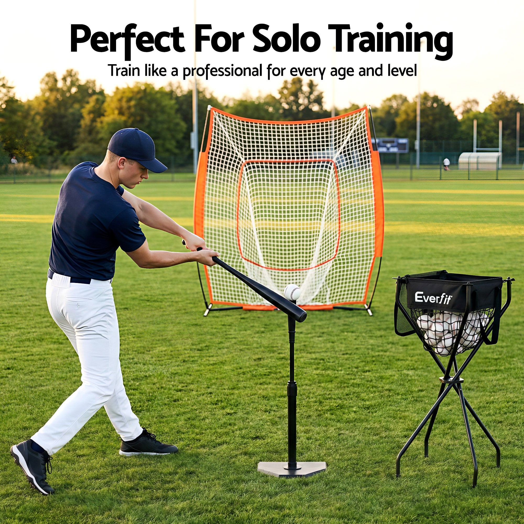 Pickleball: Everfit Portable Ball Cart Foldable Pickleball Tennis Baseball Softball